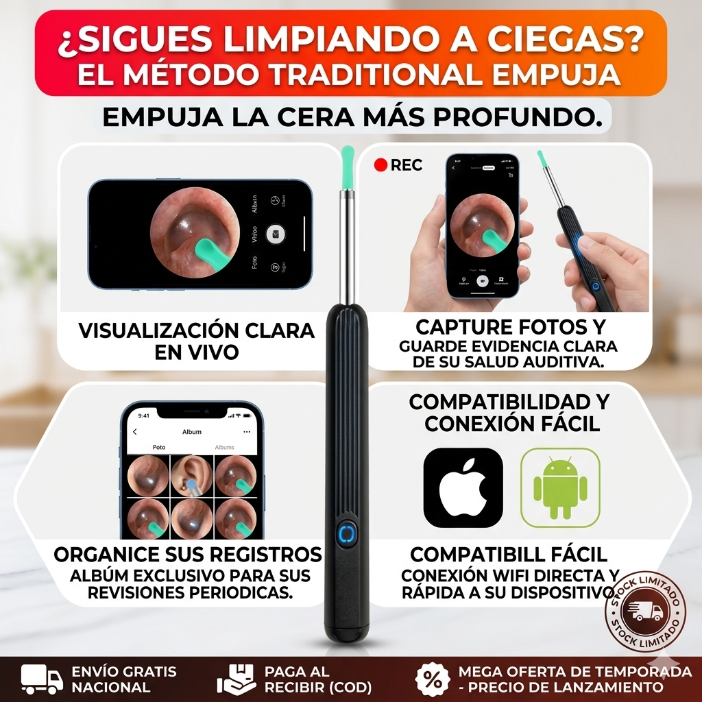 Limpia Oidos Extractor Cera camara